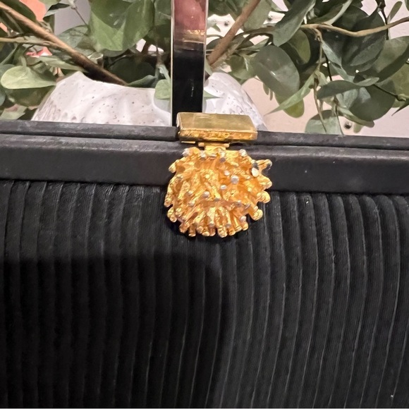 Vintage Black Evening Clutch with Gold Accent - Picture 2 of 4